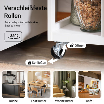 SoBuy | Carrello da cucina con 2 cassetti | Carrello di servizio | Bianco e naturale | FKW111-WN