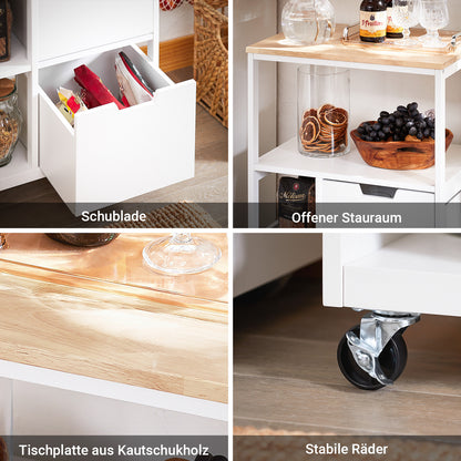 SoBuy | Chariot de cuisine à 2 tiroirs | Chariot de service | Blanc naturel | FKW111-WN 