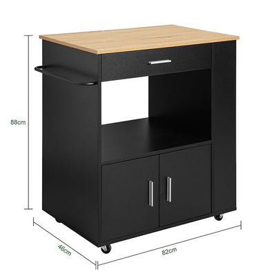 SoBuy Carrello da Cucina Carrello di Servizio per Cucina, Soggiorno, Sala da Pranzo Nero 82x88x46cm FKW113-SCH