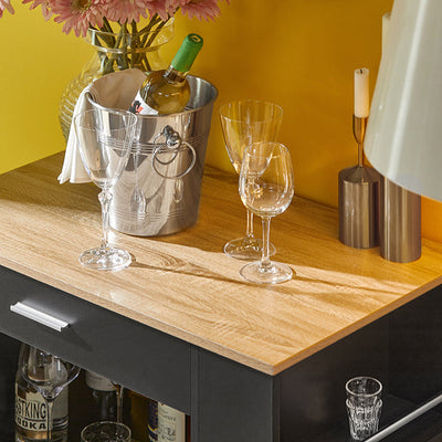 SoBuy Carrello da Cucina Carrello di Servizio per Cucina, Soggiorno, Sala da Pranzo Nero 82x88x46cm FKW113-SCH