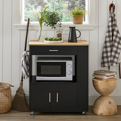 SoBuy Carrello da Cucina Carrello di Servizio per Cucina, Soggiorno, Sala da Pranzo Nero 82x88x46cm FKW113-SCH