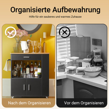 Chariot de cuisine SoBuy, desserte pour cuisine, salon, salle à manger, noir, 82 x 88 x 46 cm, FKW113-SCH