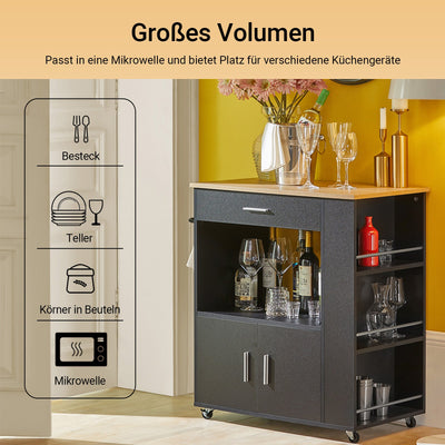 SoBuy Carrello da Cucina Carrello di Servizio per Cucina, Soggiorno, Sala da Pranzo Nero 82x88x46cm FKW113-SCH