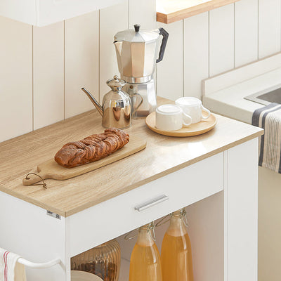 SoBuy | Carrello da cucina Carrello di servizio | Bianco | 82x88x46cm | FKW113-WN