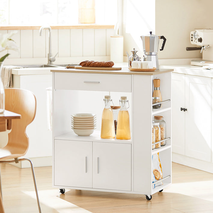 SoBuy | Carrello da cucina Carrello di servizio | Bianco | 82x88x46cm | FKW113-WN
