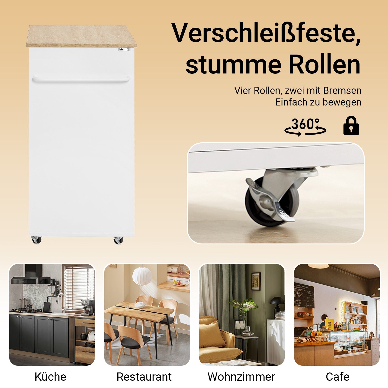SoBuy | Carrello da cucina Carrello di servizio | Bianco | 82x88x46cm | FKW113-WN