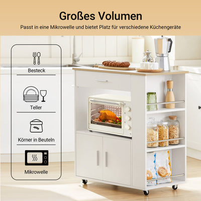 SoBuy | Carrello da cucina Carrello di servizio | Bianco | 82x88x46cm | FKW113-WN