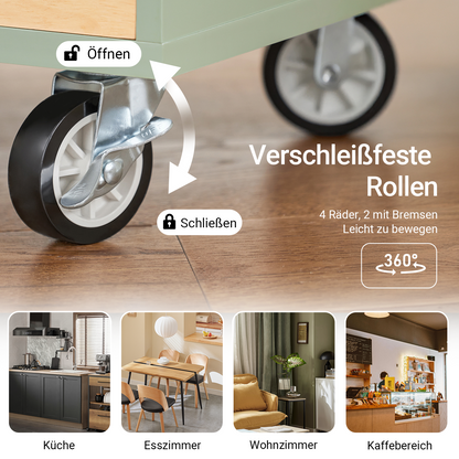 SoBuy | Desserte de cuisine avec porte-bouteilles | Îlot de cuisine avec porte-verres à vin | Buffet | Vert | FKW114-GR