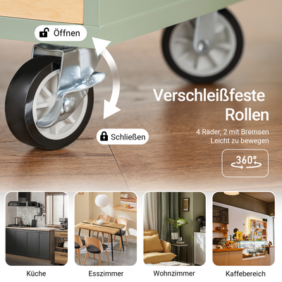 SoBuy | Carrello da Cucina con Portabottiglie | Isola da Cucina con Porta Bicchieri da Vino | Credenza | Verde | FKW114-GR