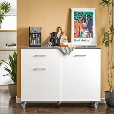 SoBuy | Küchenschrank Weiß | Küchenwagen | Kücheninsel | Servierwagen | FKW117-W