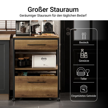 SoBuy | Chariot de service | avec 1 coffre de rangement | Chariot de cuisine | Vintage | 60 x 90 x 45 cm | FKW118-PF