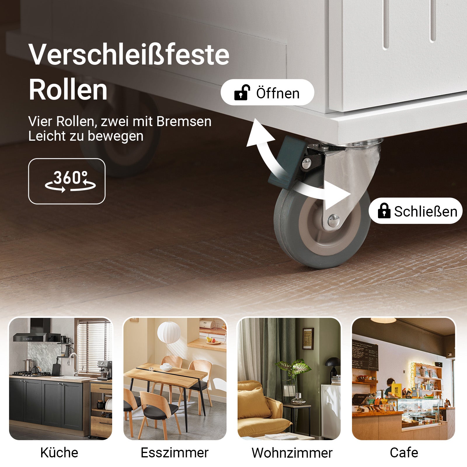 SoBuy | Chariot de cuisine | Chariot à roulettes | Meuble de cuisine | Chariot de service | Blanc naturel | FKW119-WN