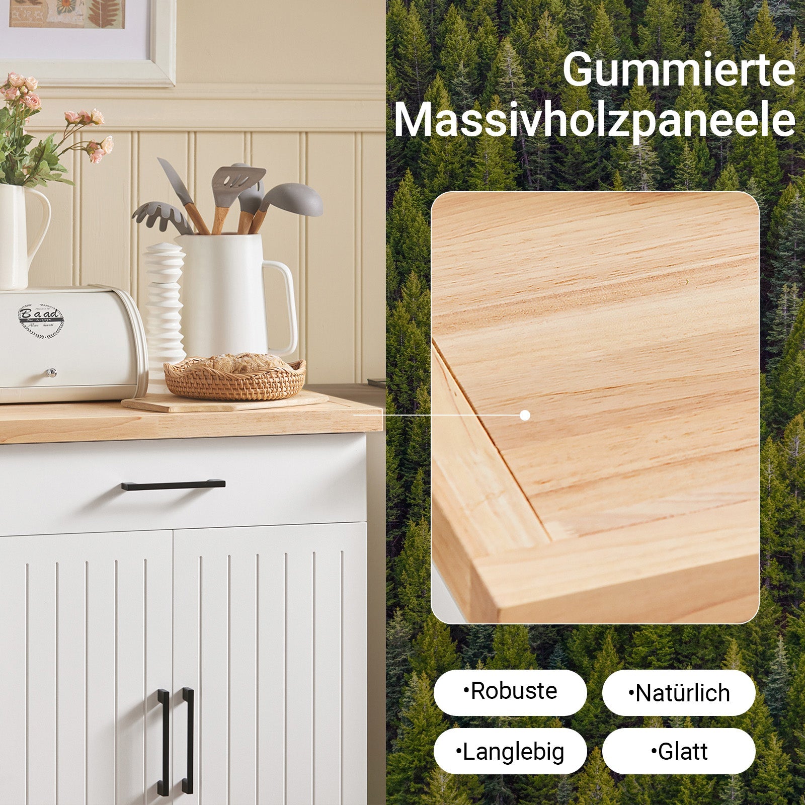 SoBuy | Carrello da cucina | Carrello di servizio | Armadietto da cucina | Carrello | Bianco-Naturale | FKW119-WN