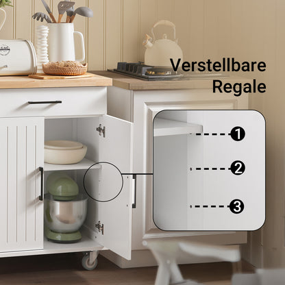 SoBuy | Chariot de cuisine | Chariot à roulettes | Meuble de cuisine | Chariot de service | Blanc naturel | FKW119-WN