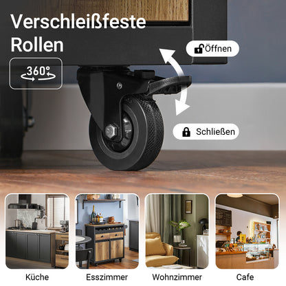 SoBuy | Küchenwagen mit Flaschenablage | Servierwagen Kücheninsel | Vintagebraun | FKW122-SCH