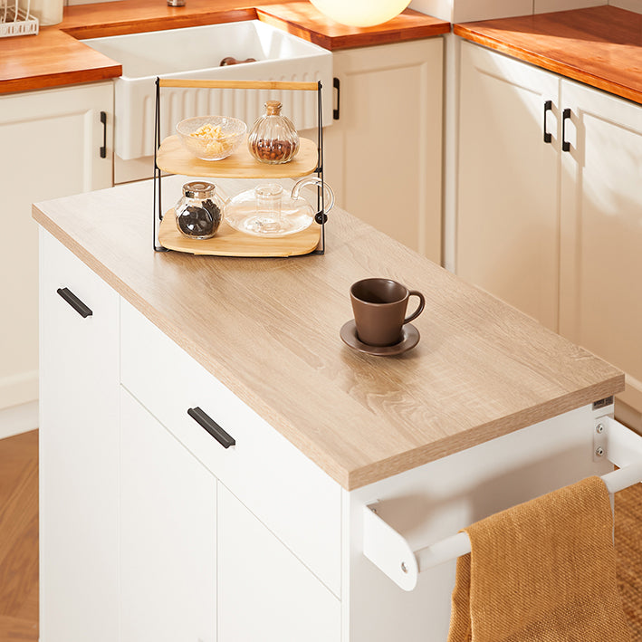 SoBuy | Kücheninsel | mit Gewürzregal | Sideboard | Weiß | 105x92x46cm | FKW126-WN