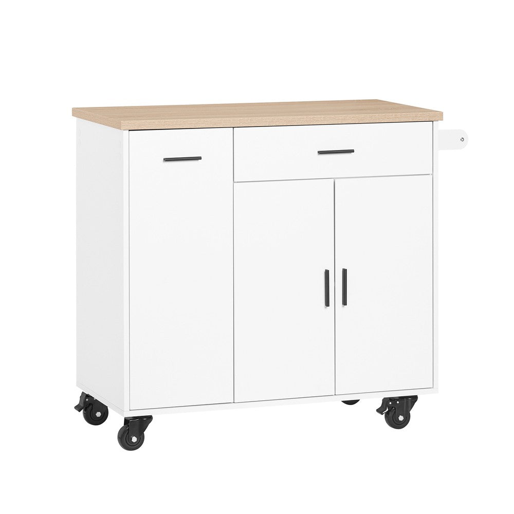 SoBuy | Kücheninsel | mit Gewürzregal | Sideboard | Weiß | 105x92x46cm | FKW126-WN