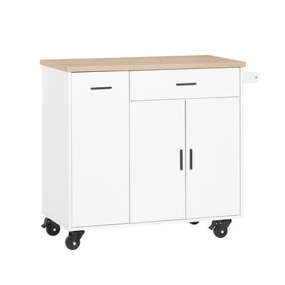 SoBuy | Kücheninsel | mit Gewürzregal | Sideboard | Weiß | 105x92x46cm | FKW126-WN