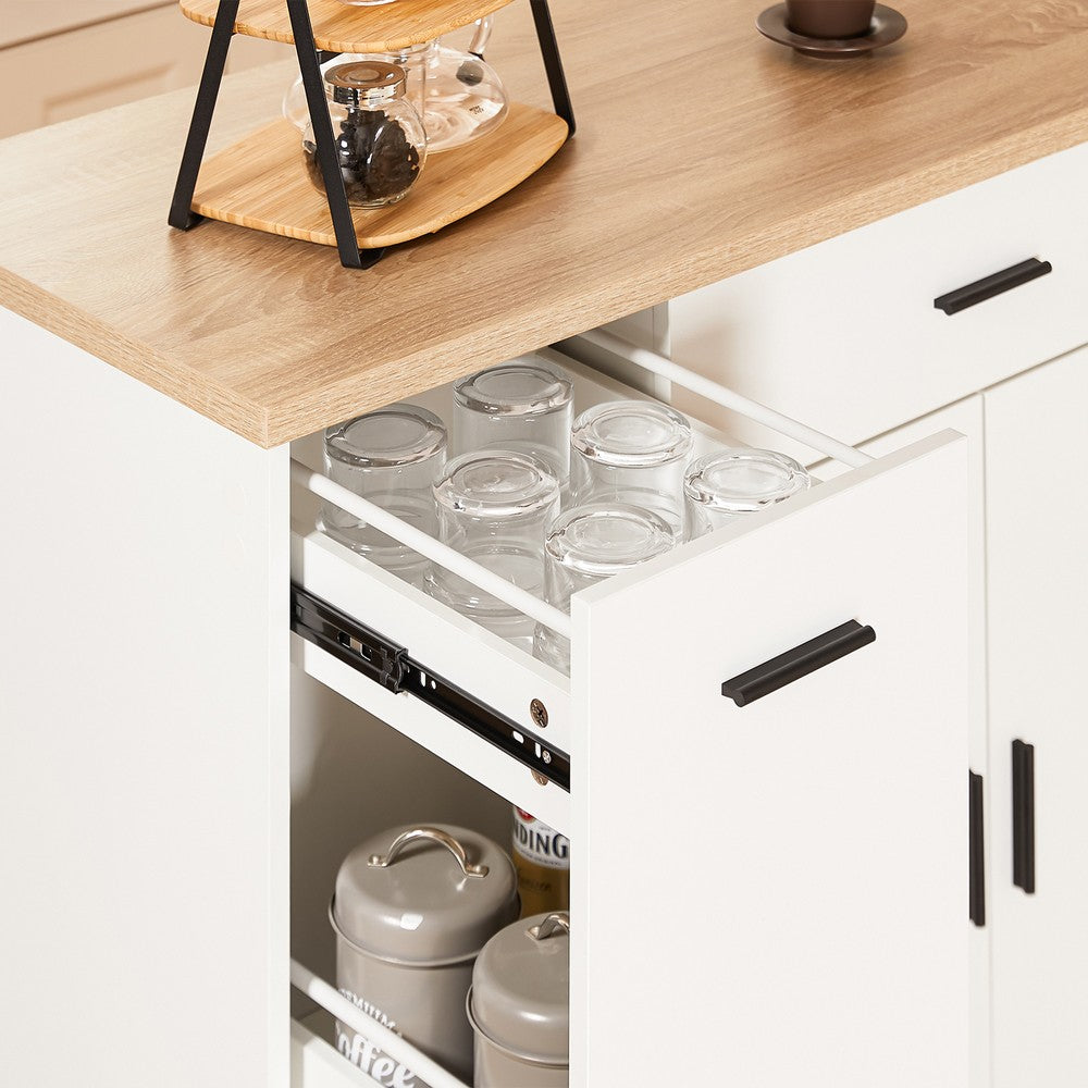 SoBuy | Kücheninsel | mit Gewürzregal | Sideboard | Weiß | 105x92x46cm | FKW126-WN