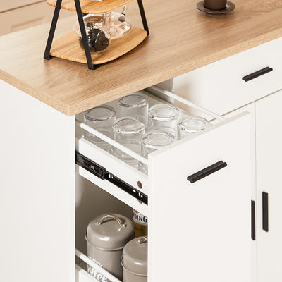 SoBuy | Kücheninsel | mit Gewürzregal | Sideboard | Weiß | 105x92x46cm | FKW126-WN