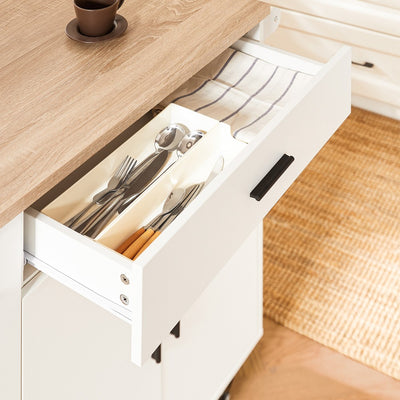 SoBuy | Kücheninsel | mit Gewürzregal | Sideboard | Weiß | 105x92x46cm | FKW126-WN