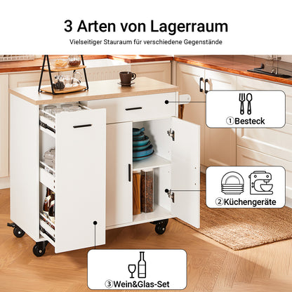 SoBuy | Kücheninsel | mit Gewürzregal | Sideboard | Weiß | 105x92x46cm | FKW126-WN