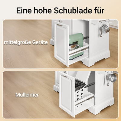SoBuy | Îlot de cuisine avec 2 tiroirs | Chariot de cuisine avec plan de travail extensible | Meuble de cuisine Blanc | FKW128-ST