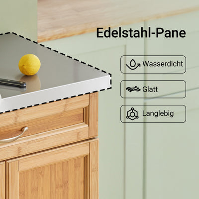 SoBuy | Küchenwagen | Küchenschrank Bambus | Servierwagen | FKW13-N