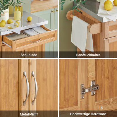 SoBuy | Küchenwagen | Küchenschrank Bambus | Servierwagen | FKW13-N