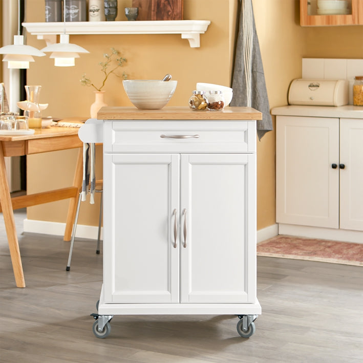 SoBuy | Chariot de cuisine | Meuble de cuisine | Chariot de service blanc | FKW13-WN 