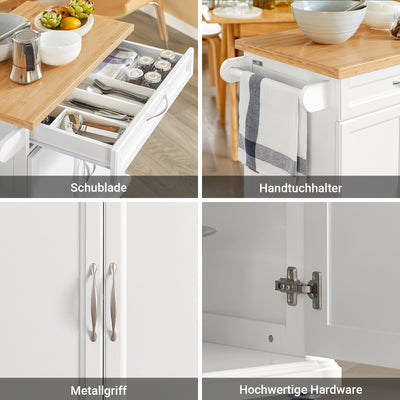 SoBuy | Küchenwagen | Küchenschrank | Servierwagen Weiß | FKW13-WN