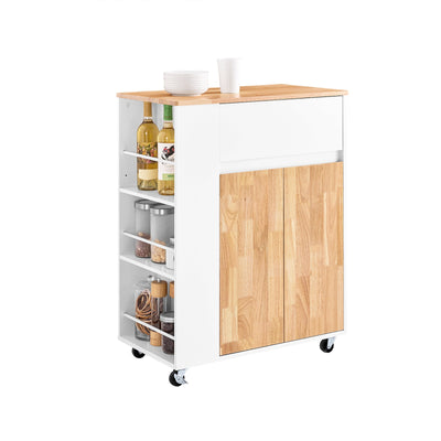 SoBuy Carrello da Cucina con Piano di Lavoro Carrello Portavivande con Ruote Bianco L70 x A90 x P40 cm FKW132-WN