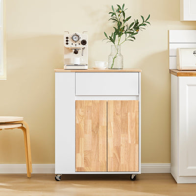 SoBuy Carrello da Cucina con Piano di Lavoro Carrello Portavivande con Ruote Bianco L70 x A90 x P40 cm FKW132-WN