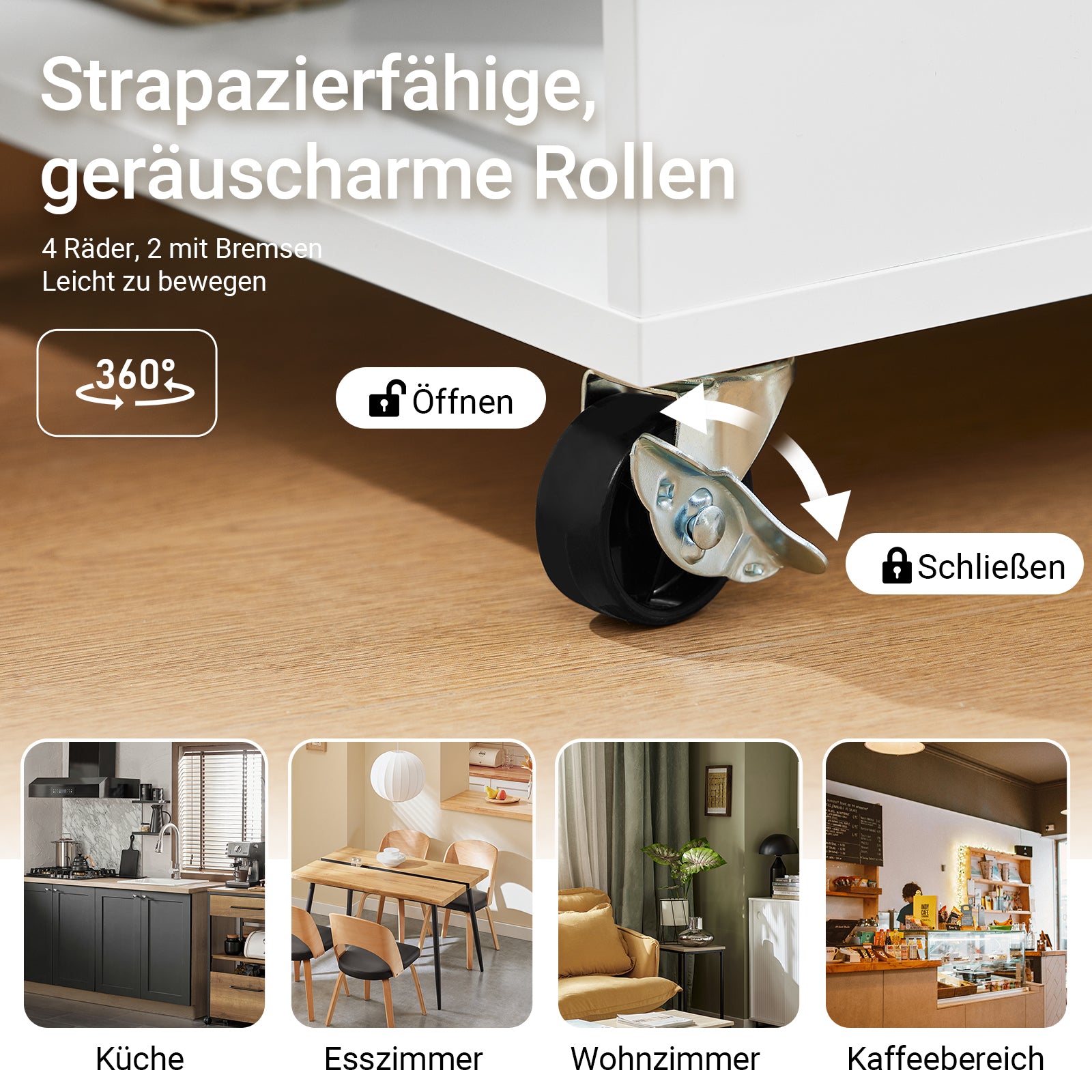 Chariot de cuisine SoBuy avec plan de travail, chariot de service à roulettes, blanc, L 70 x H 90 x P 40 cm, FKW132-WN