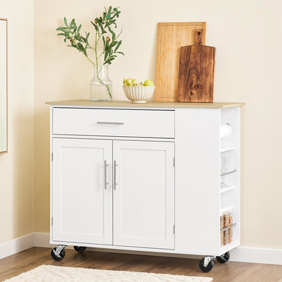 SoBuy Kücheninsel FKW133-WN weiß mit Arbeitsplatte