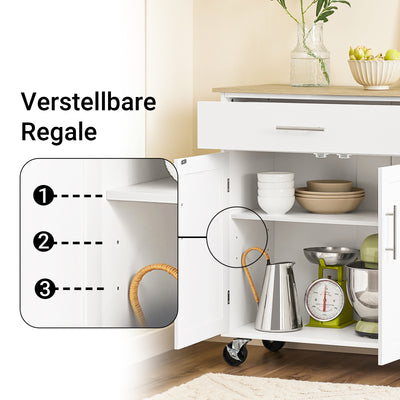 SoBuy Kücheninsel FKW133-WN - Detailansicht verstellbarer Regalboden