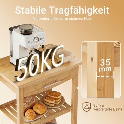 SoBuy | Küchenwagen aus karbonisiertem | Bambus | 58×86×40cm | FKW135-N