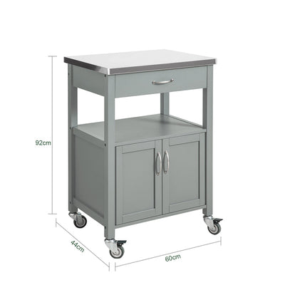 SoBuy Chariot de cuisine Desserte en acier inoxydable Gris clair 60x92x44cm FKW22-HG