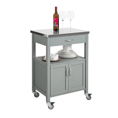 SoBuy Chariot de cuisine Desserte en acier inoxydable Gris clair 60x92x44cm FKW22-HG