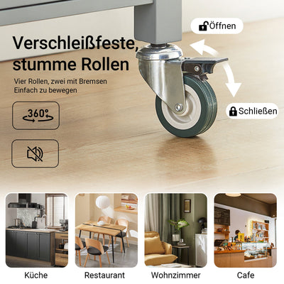 SoBuy Chariot de cuisine Desserte en acier inoxydable Gris clair 60x92x44cm FKW22-HG