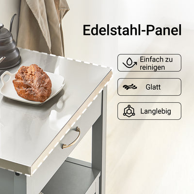 Chariot de cuisine SoBuy en acier inoxydable gris clair 60 x 92 x 44 cm FKW22-HG