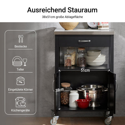 SoBuy Desserte de cuisine Chariot de service en acier inoxydable Noir 60x92x45cm FKW22-SCH