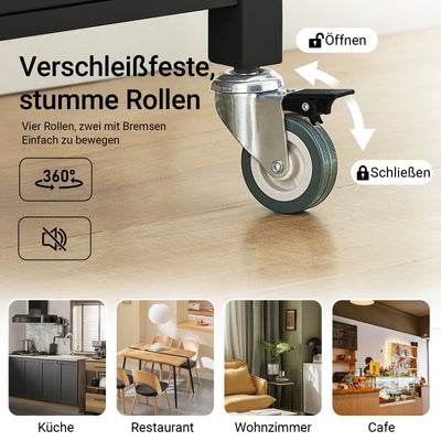 SoBuy Desserte de cuisine Chariot de service en acier inoxydable Noir 60x92x45cm FKW22-SCH