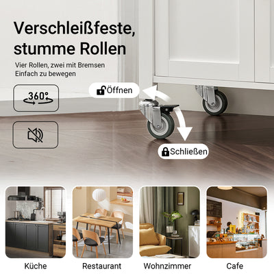 SoBuy | Chariot de service | en bois d'hévéa | Blanc naturel | 60 x 92 x 45 cm | FKW22-WN