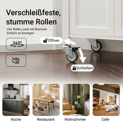 SoBuy | Servierwagen | aus Kautschukholz | Weiß-Natur | 60x92x45cm | FKW22-WN