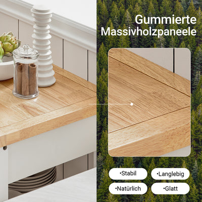 SoBuy | Chariot de service | en bois d'hévéa | Blanc naturel | 60 x 92 x 45 cm | FKW22-WN