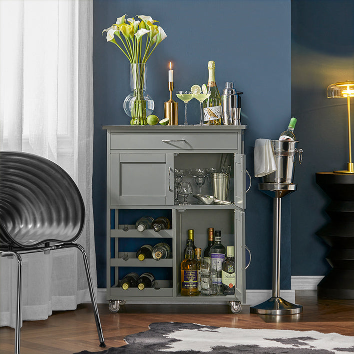 SoBuy Carrello da Cucina con Portabottiglie Grigio Chiaro 67x86x38cm FKW45-HG