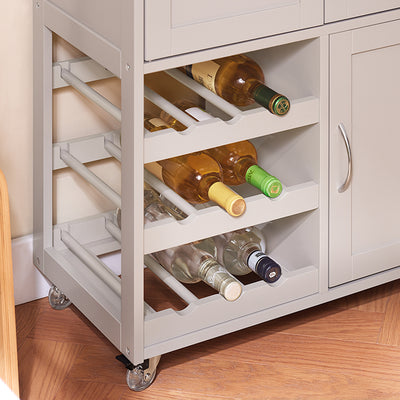 SoBuy | Chariot de service | avec étagères à bouteilles | Chariot de cuisine | Kaki | 67 x 86 x 38 cm | FKW45-KA