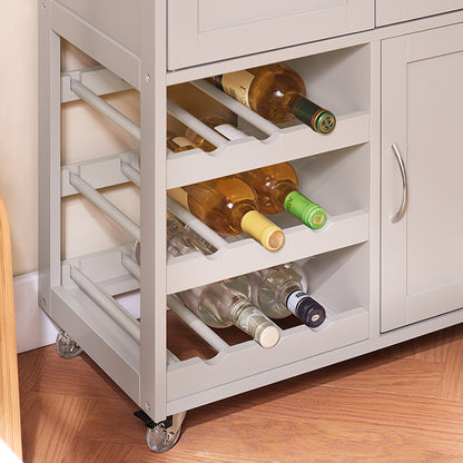 SoBuy | Servierwagen | mit Flaschenablagen Küchenwagen | Khaki | 67x86x38cm | FKW45-KA