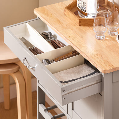 SoBuy | Chariot de service | avec étagères à bouteilles | Chariot de cuisine | Kaki | 67 x 86 x 38 cm | FKW45-KA